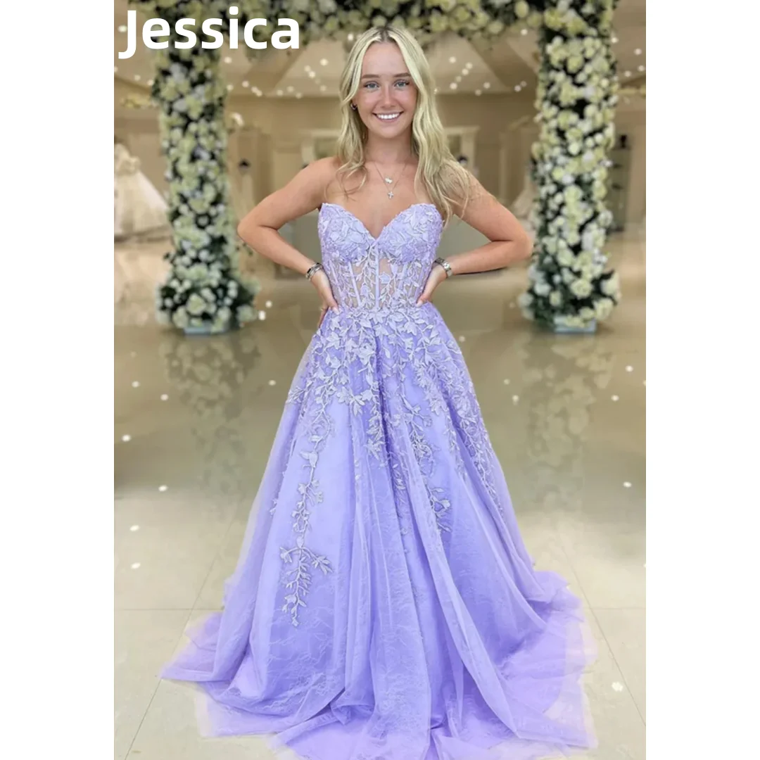 Jessica fioletowe sukienka na studniówkę haftowane tiulowe suknie na studniówkę sukienka na studniówkę es przyjęcie z okazji ukończenia szkoły sukienki Vestidos De Fiesta Elegantes Para Mujer