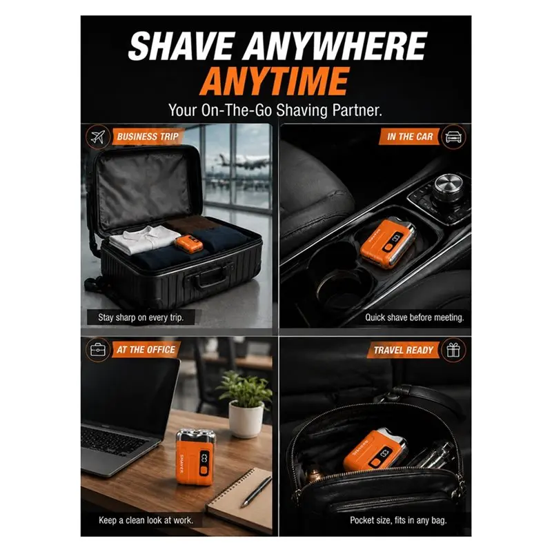 B02C-Mini Portable Electric Shaver, Beards For Men Pocket Razor Usb-C Rechargeable Waterproof Dual Blade