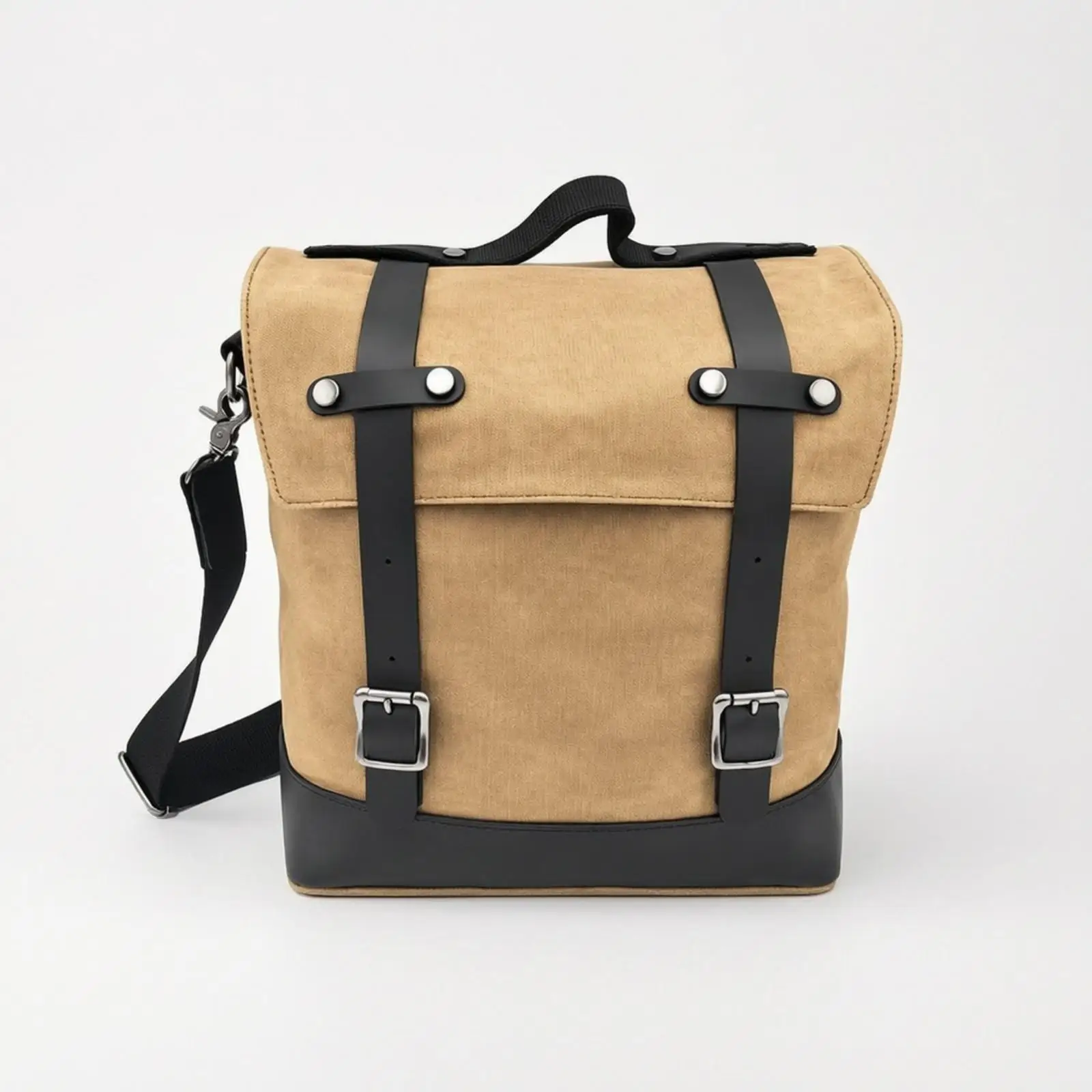 Motorcycle Side Pannier Bag for Long Distance Riding Waterproof Waxed Canvas with Top Carry Handle and Rings