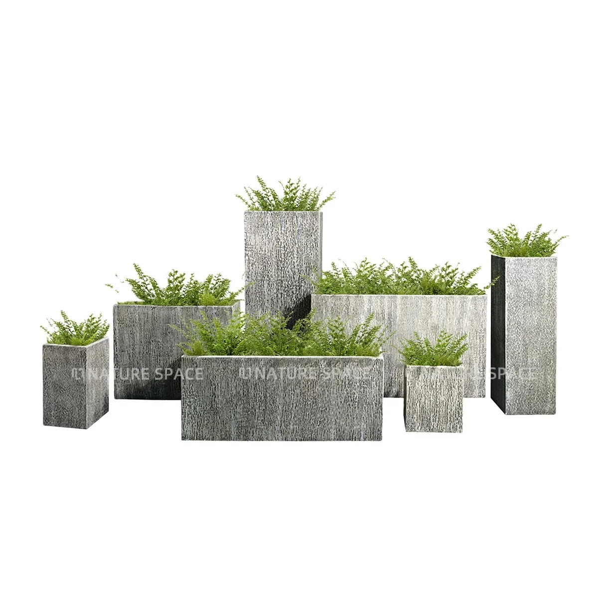 Large Rectangle Fiberglass Resin Planter Box Cheap Price Flower Pot Set For Garden Home Decor Floor Usage Design Fiber Clay Pot