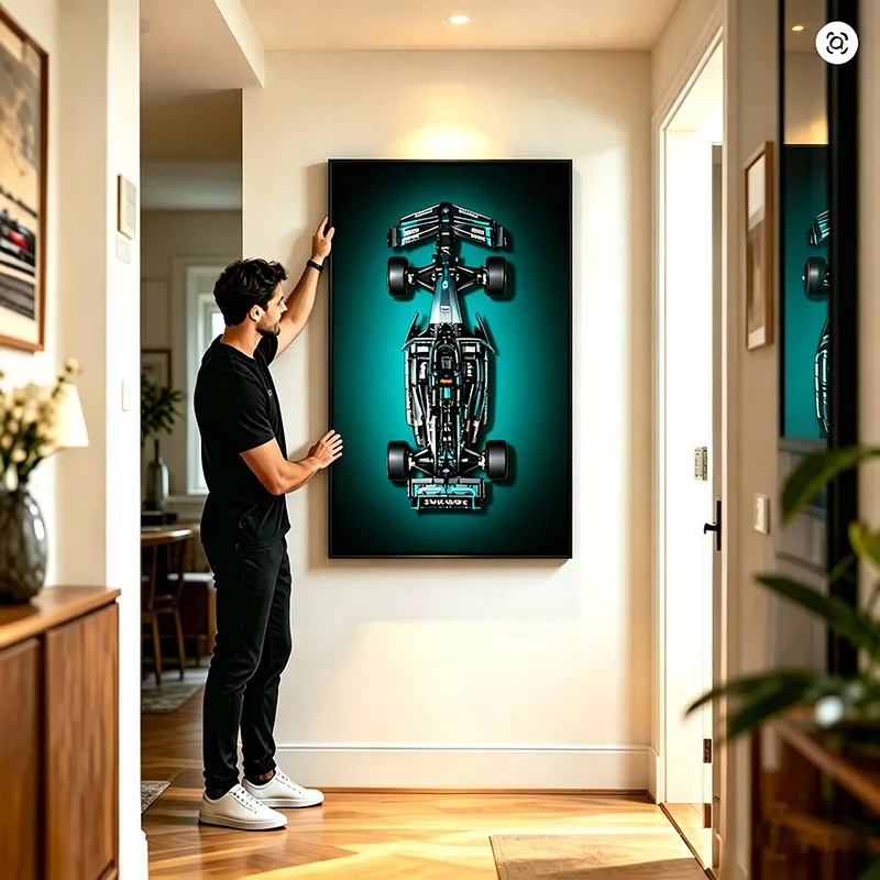 New Wall-Mounted Aluminum Frame for LEGO 42171 Mercedes W14 F1 Race Car, Top View Wallboard, Adult Collectible Home Decor