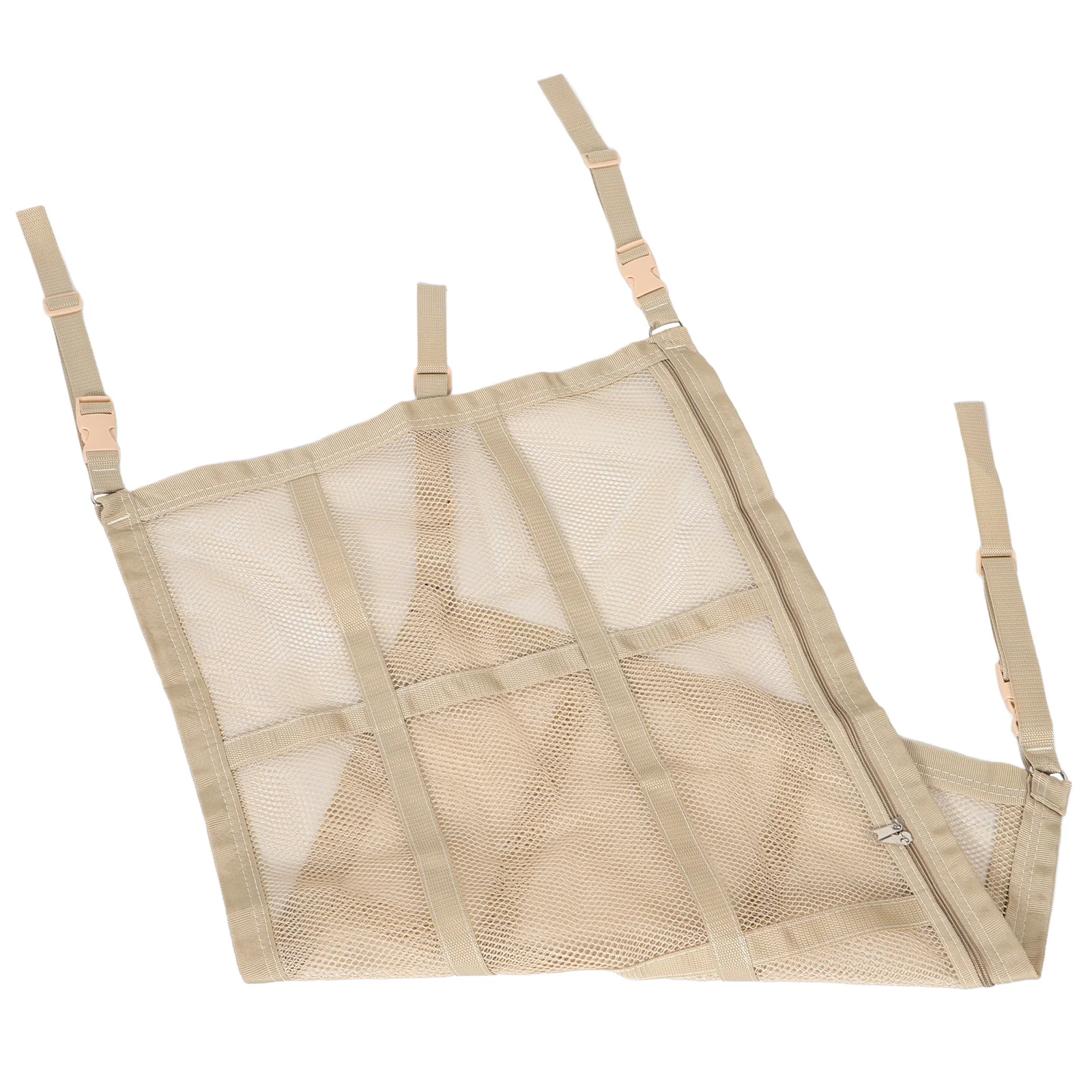 

Roof Storage Bag Camping Organizer Large Size Mesh Pocket Beige Color Car Ceiling Cargo Net Interior Accessories Car Storage