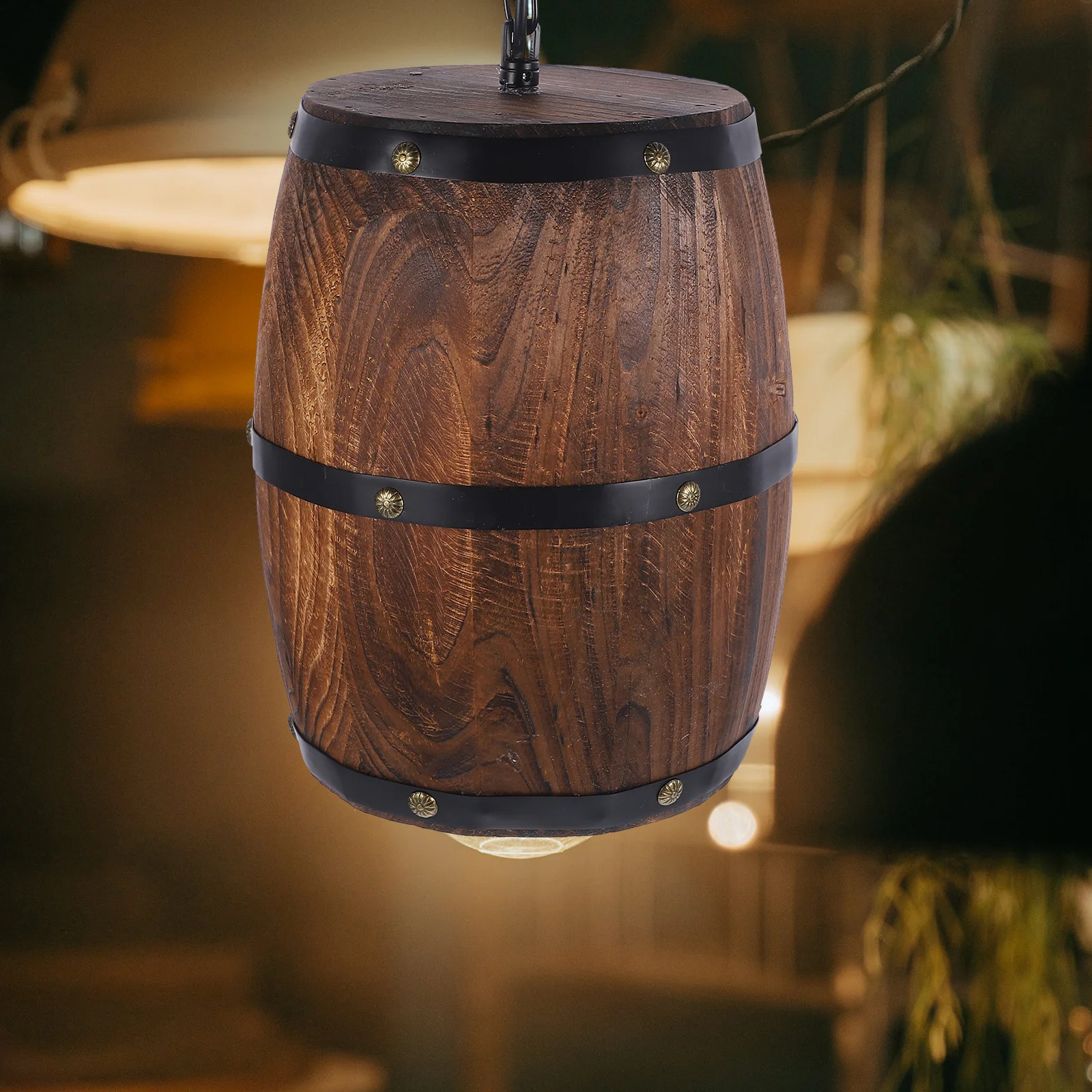 

Rustic Wooden Barrel Pendant Light Vintage Industrial Hanging Lamp Ceiling Light for Bar Cafe Restaurant Bar Ceiling Lights