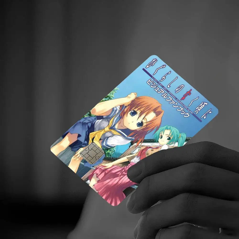 Anime H-Higurashi When They Cry Anmie 4pcs 1Set Sticker Film Skin Cover for Credit Card Debit Bank Card Front