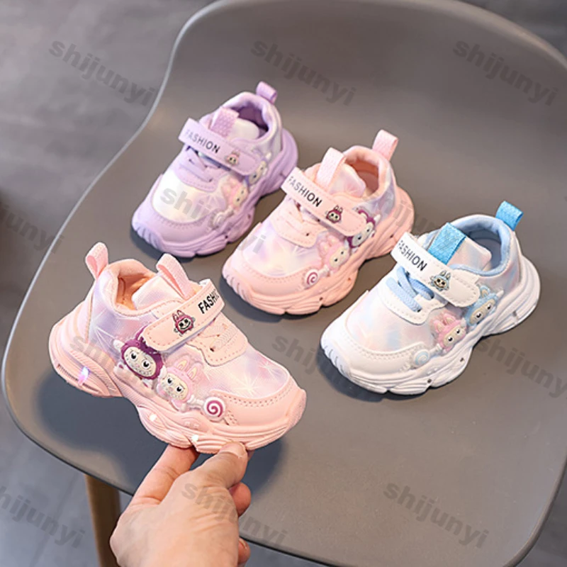

Children's Bright Light Sneakers Autumn New Princess Cartoon Soft Bottom Outdoor Walking Shoes Soft Soles Non-slip Toddler Shoe