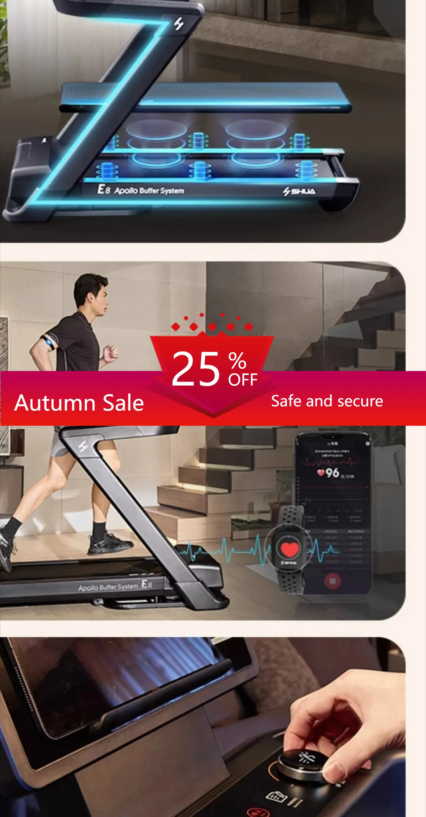 

Treadmill Household Silent Indoor Folding Fitness Machine Smart Sports