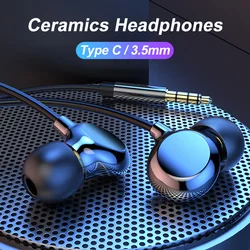 Ceramics Wired Headphones For iPhone 15 Pro Max Samsung Galaxy S23 S22 S21 Xiaomi Huawei USB Type C 3.5mm Earphones Accessories