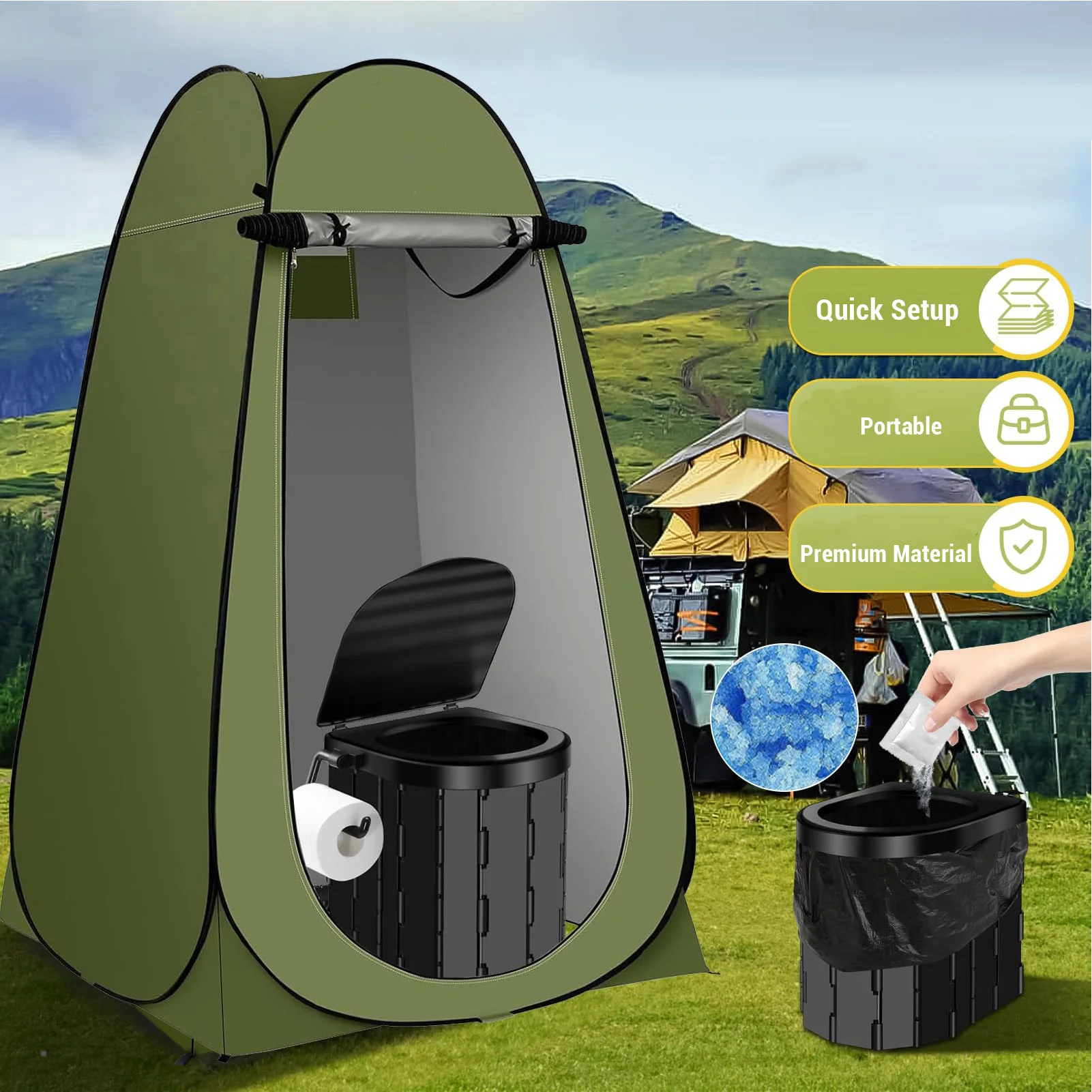 خيمة الخصوصية في الهواء الطلق خيمة الخصوصية في الهواء الطلق المحمولة خيمة مرحاض قابلة للطي للتخييم سيارة لمسافات طويلة القيادة على الطرق السريعة