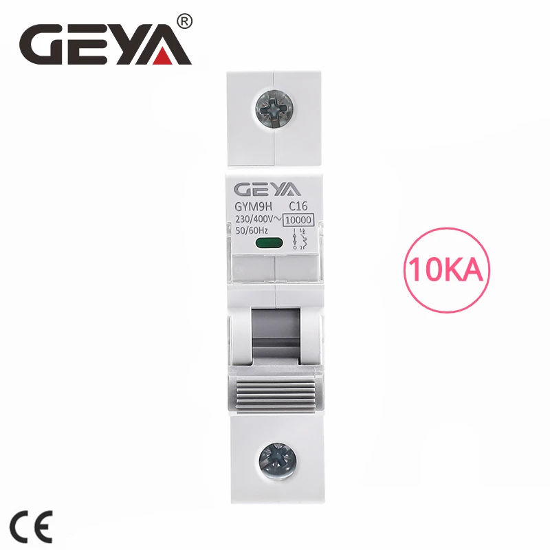 GEYA GYM9H 10KA 1P MCB 6A-63A Din Rail 220V 400V Circuit Breaker AC Type 10KA High Breaking Capacity C Curve MCB