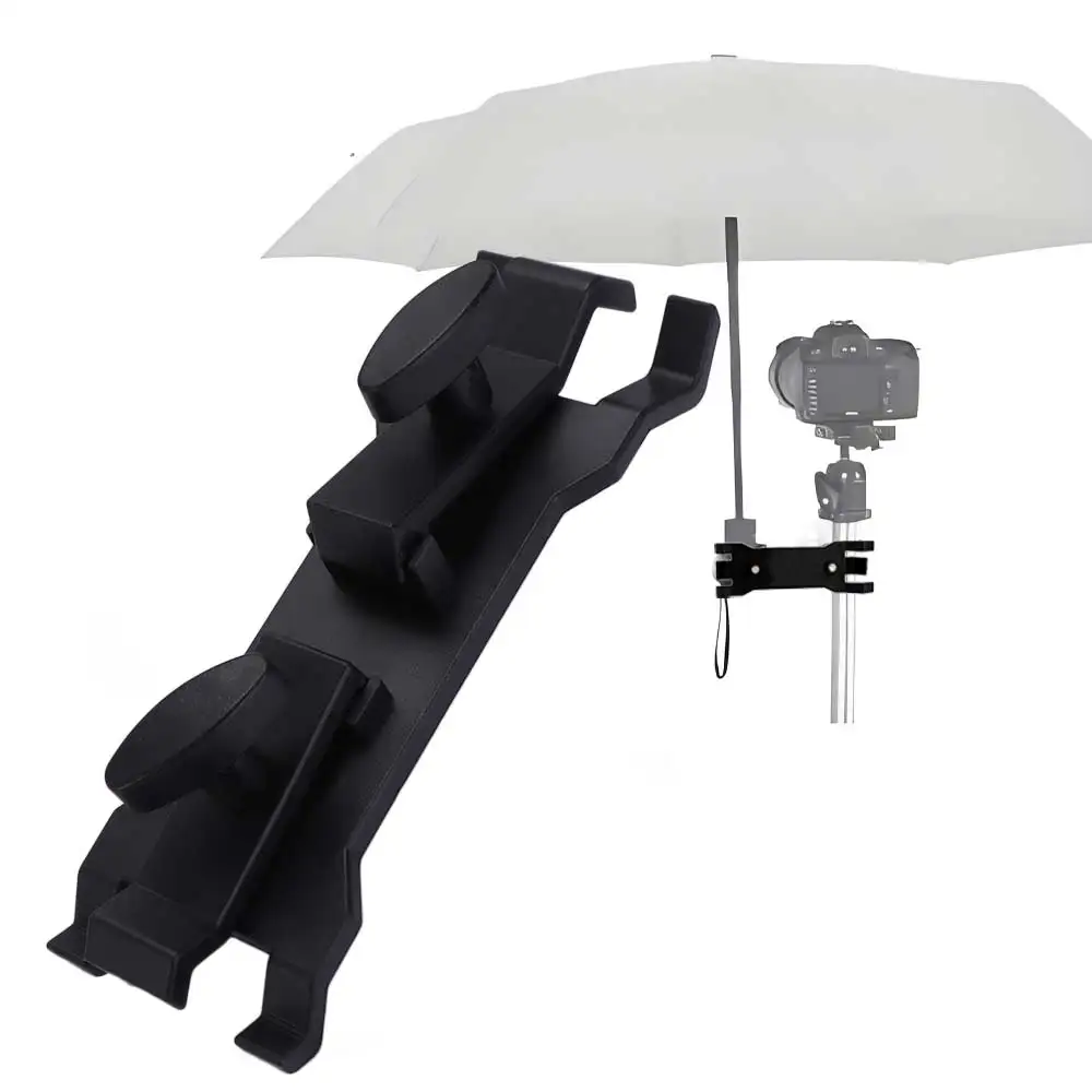 Dual U-Shaped Tripod Umbrella Mount Black Plastic Camera Umbrella Clamp Portable Multifunctional Tripod Umbrella Holder