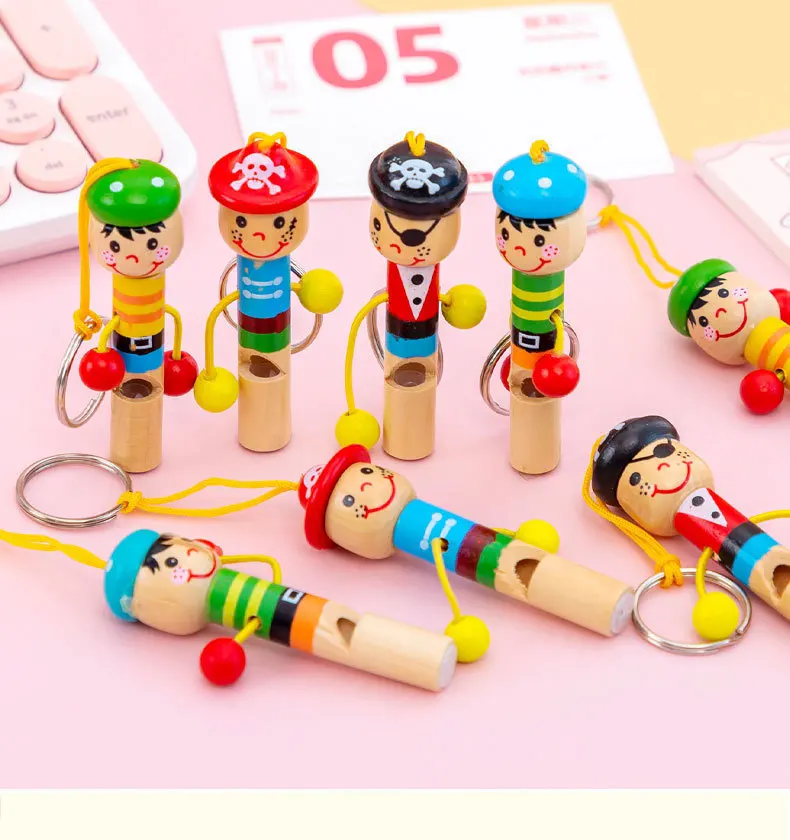 

1pc Random Cartoon Wooden Pirate Whistle Toy for Children Playing Musical Instruments Baby Whistle Kindergarten Prize Small Gift