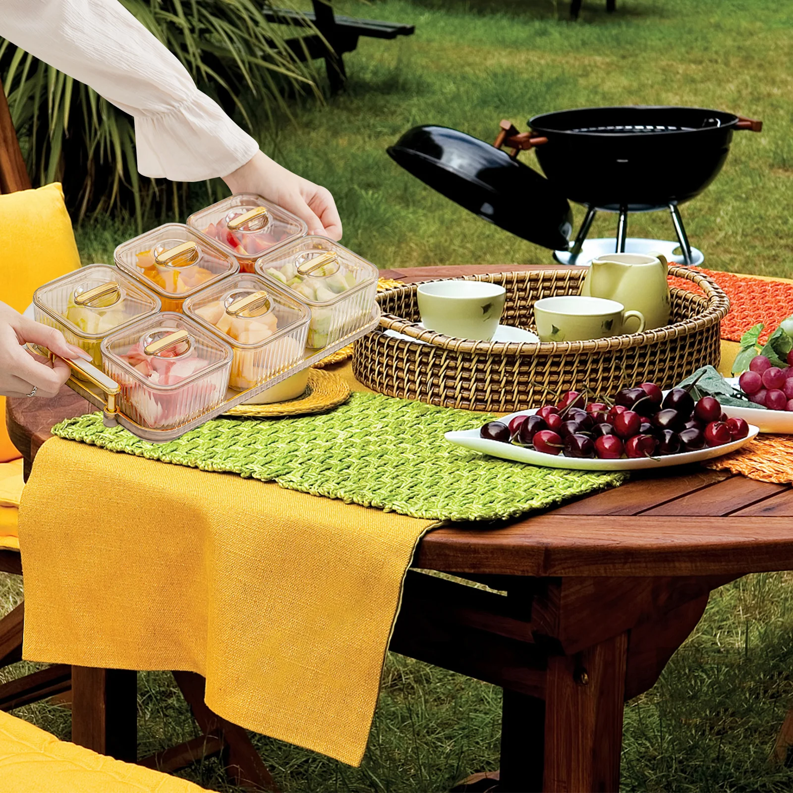 

1 Set Snack Dish Plate Appetizer Party Nuts Bowl With Lid Large Capacity Food Storage For Dried Fruit Nuts Candies Cookies Party