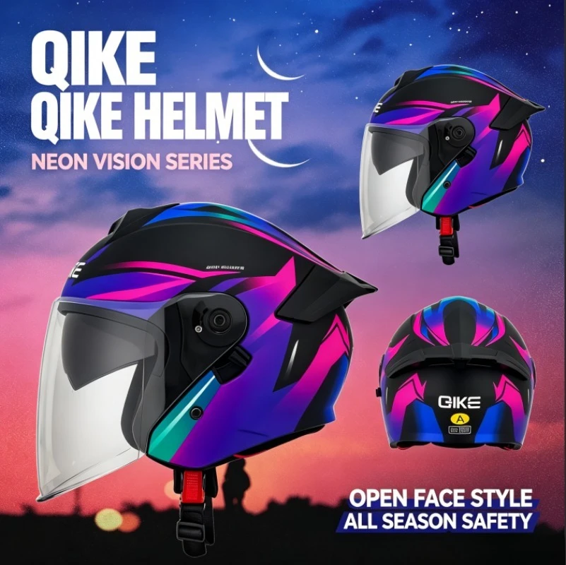 

3C & OTC Certified QIKE Full Face Motorcycle Helmet All-Year Warm Safety Helmet for Men & Women Dustproof with Comfortable Liner