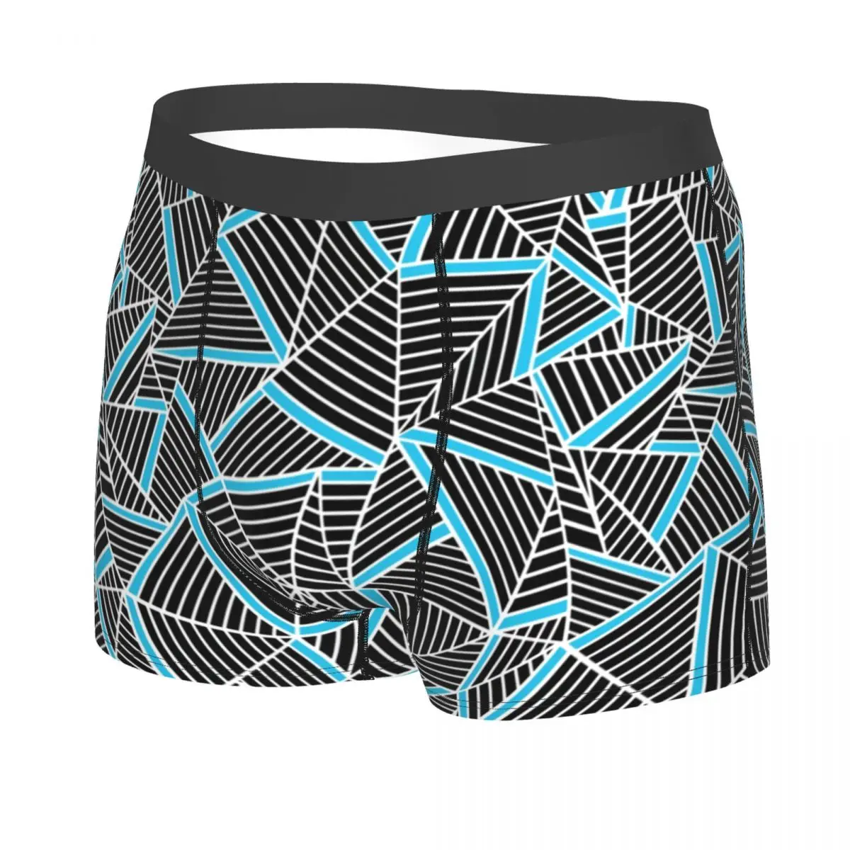 Custom Abstract Lines Geometric Repeat Blue Boxer Shorts For Men 3D Print Underwear Panties Briefs Soft Underpants