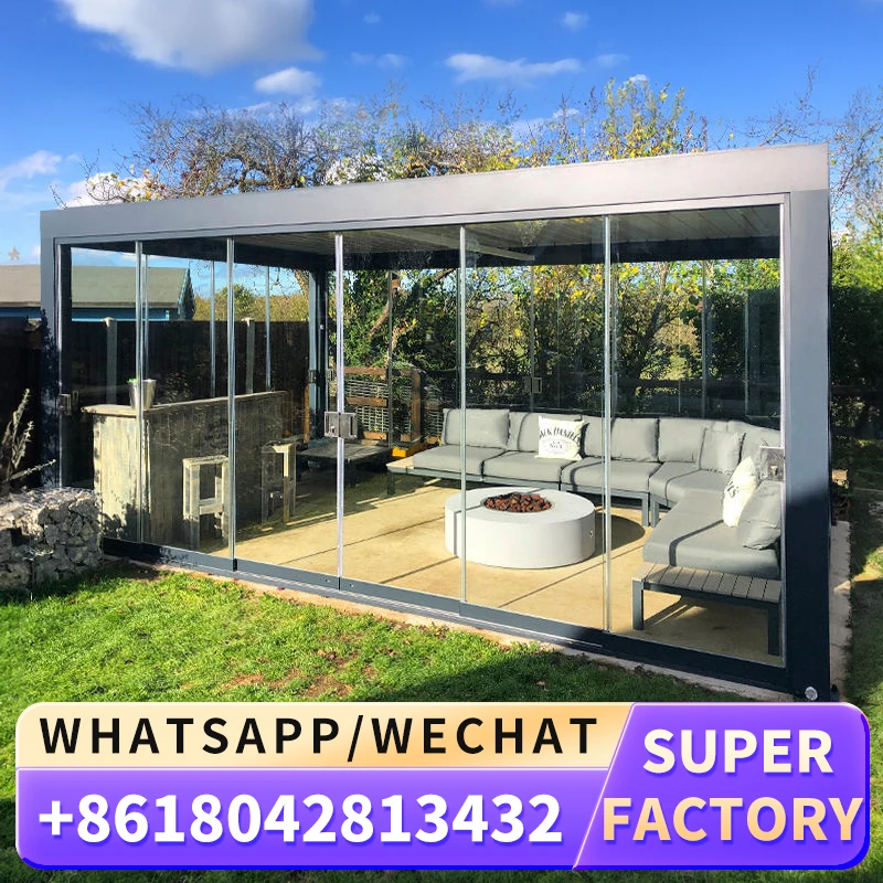 

Modern Bioclimatic 3x4m 3x5m Aluminium Electric Pergolato Waterproof Outdoor Motorized Louvered Pergola for Patio Garden