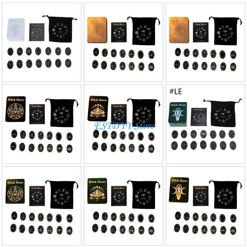 

G6DE Runes for Divinations Witchcrafts Woodcut Oracles of Nordic Mythology