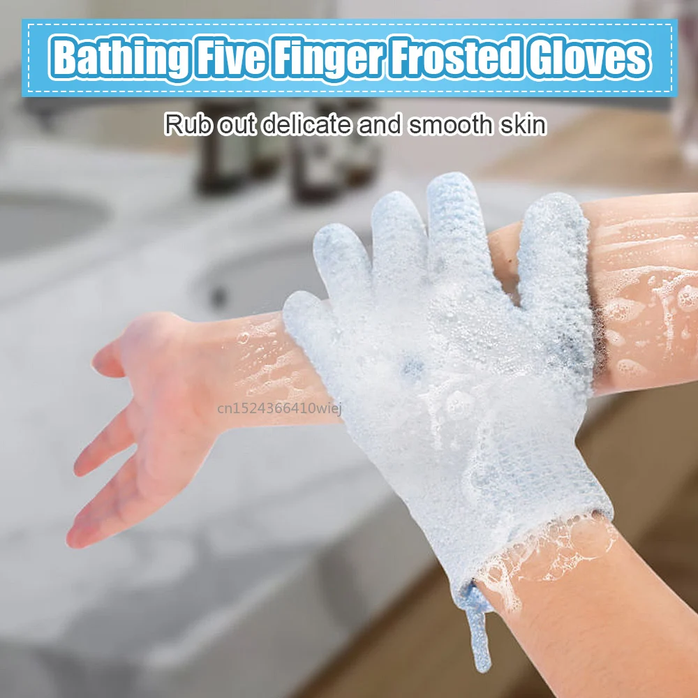 1Pair Cleaning Bath Glove Shower Scrub Body Massage SPA Foam Rubbing Mud Peeling Exfoliating Five-Finger Bathroom Accessories