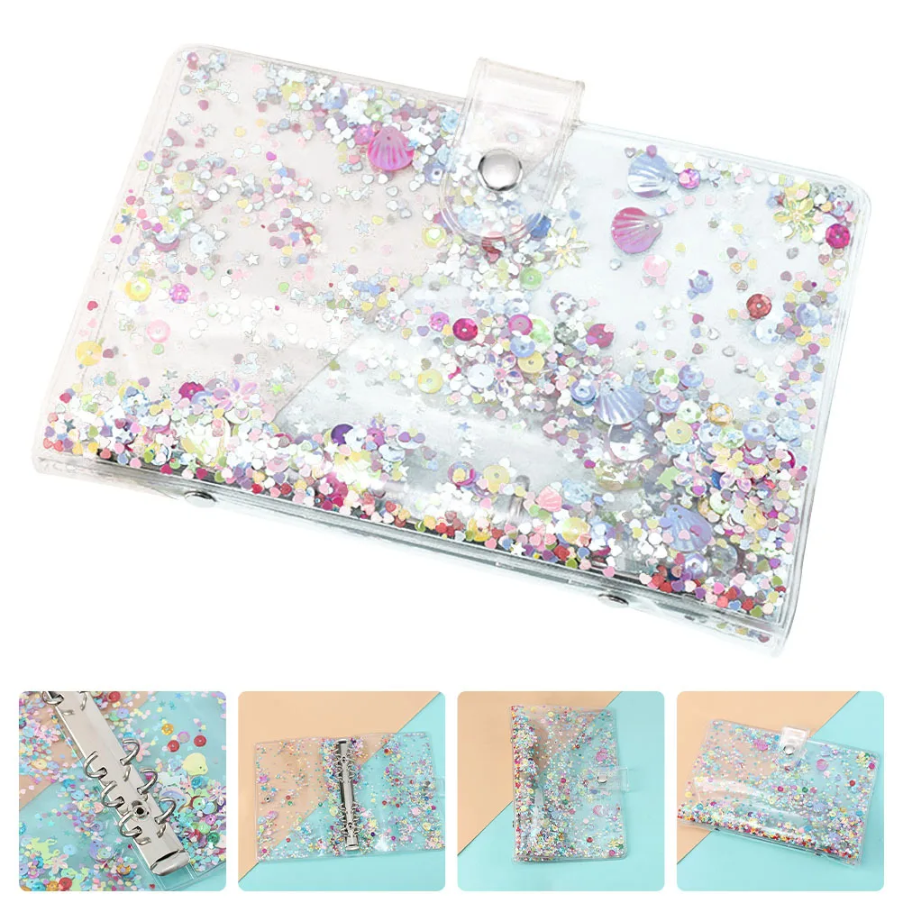 Loose-Leaf Refill Notebook Cover Clear Pvc Sequin Design For School Office Binder Journal Notepad Shell Replaceable