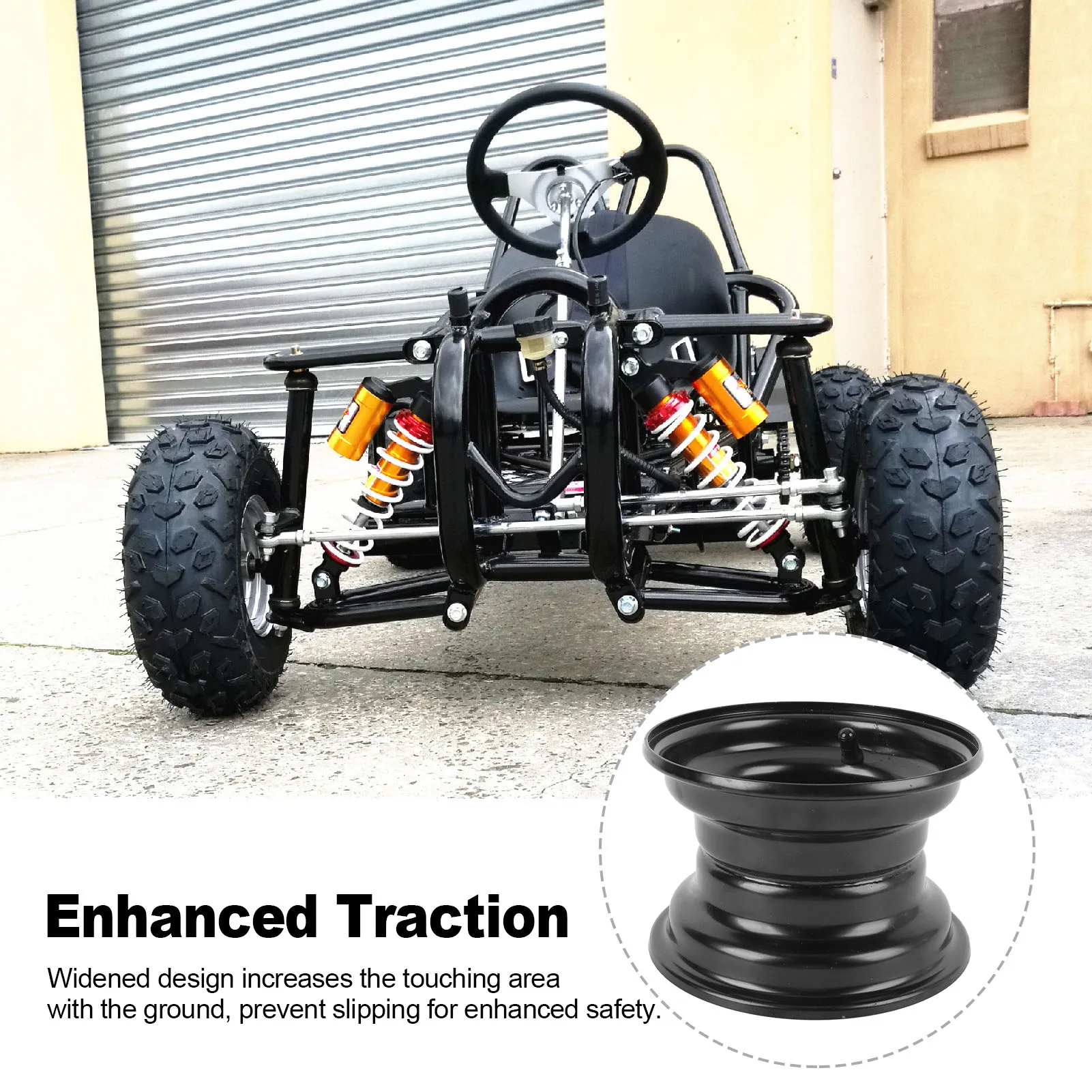 6 Inch Tire Rim Stylish Look Aluminum Alloy 145/70-6 Go Kart Wheel Rim Anti Slip Easy Installation for Quad Dirt Bike
