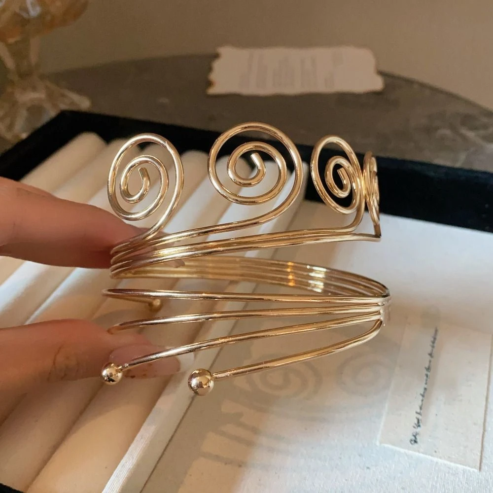 조절 가능한 별 팔찌 팔 체인 라인 직조 암렛 오픈 커프 팔찌 합금 여성 쥬얼리 원형 상완 팔찌 소녀용