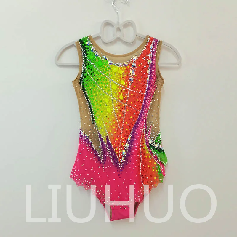 

LIUHUO Rhythmic Gymnastics Leotard Sleeveless Competitive Cheerleading Performance For Children