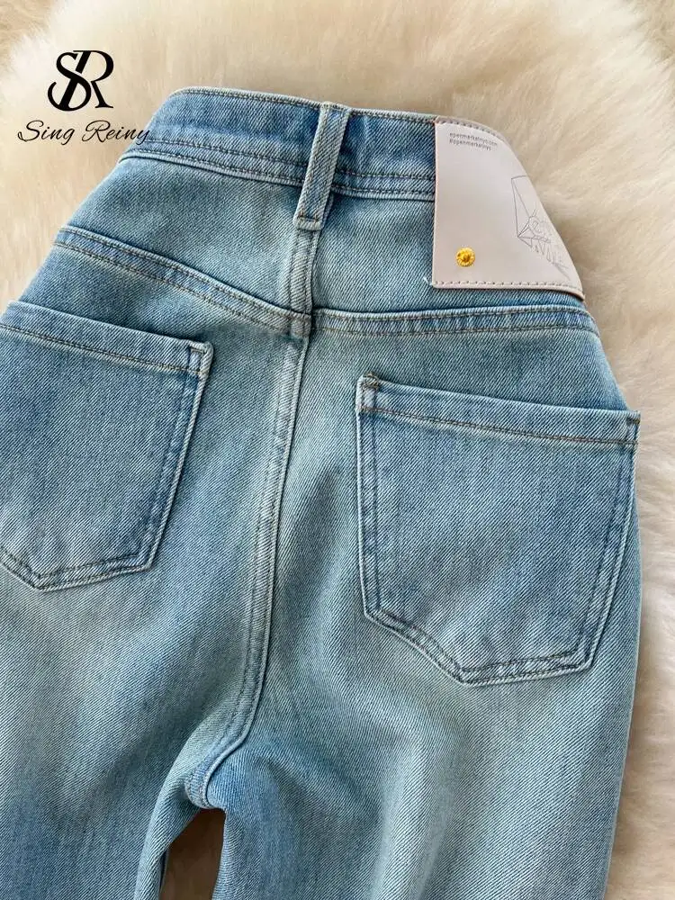 ストリートウェア ヴィンテージ ロングジーンズ 女性用 シック ポケット付き ジッパー アメリカン レトロ トラウザーズ ハイウエスト シンプル カジュアル デニムパンツ