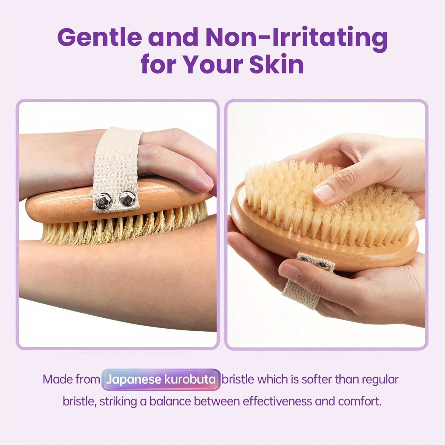 Lymphatic Contour Facial Brush, Pig Mane Body Dry Brush, Exfoliating and Blood Activating Body Massage Brush, Facial Brush