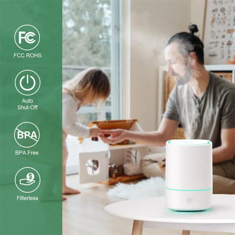 Mini Seven-Color Ambiance Light Humidifier Office Desktop Silent Aromatherapy Atomizer Bedroom Essential Aromatherapy Ultrasonic