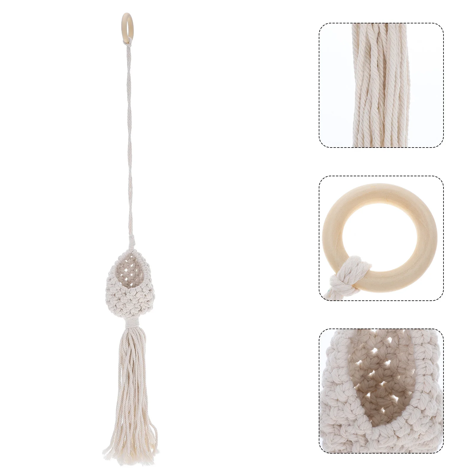 

1pc Hanging Flower Pot Holder Nest Shape Woven Macrame Plant Hanger For Indoor Outdoor Wall Hanging Basket Boho Tassel Net