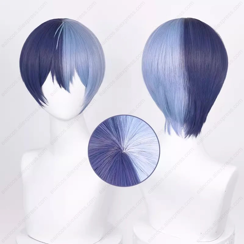 Peluca de Cosplay de Anime Aoyagi Toya, pelucas de colores mezclados de 30cm, pelo sintético resistente al calor para cuero cabelludo