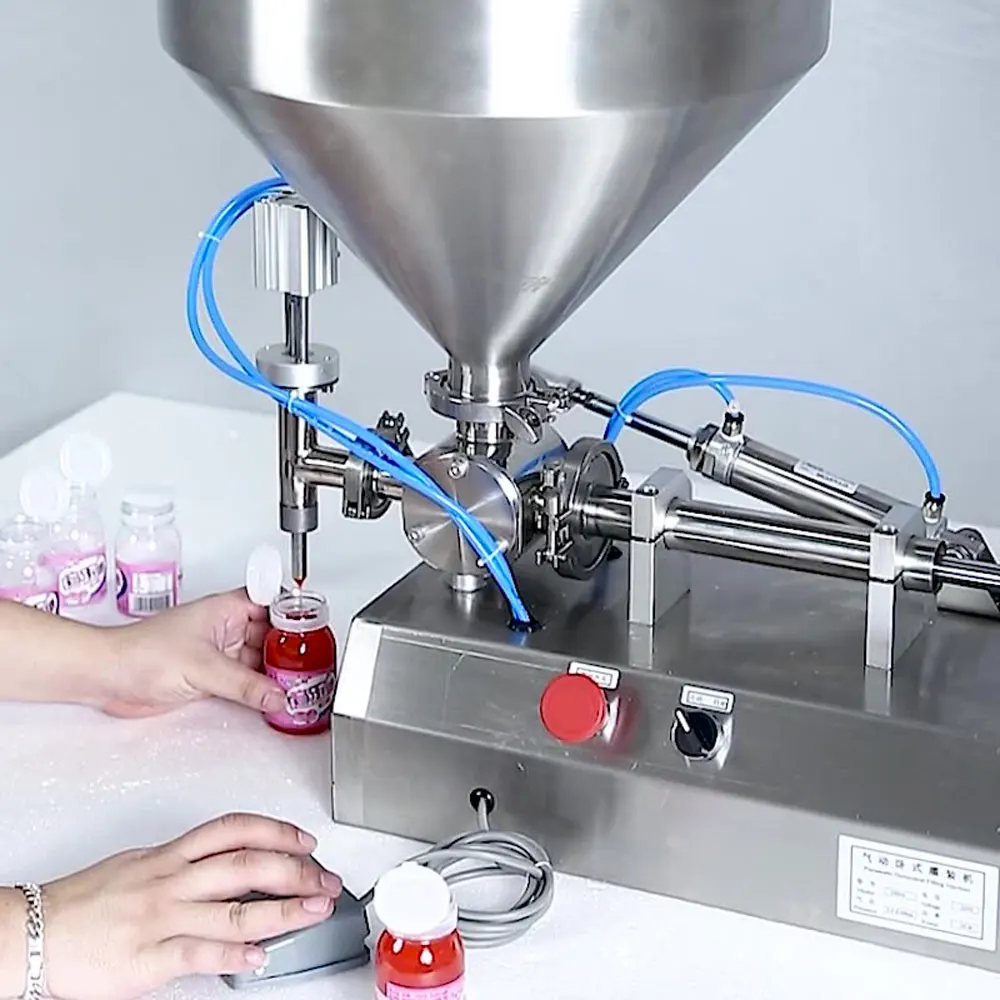 Máquina llenadora de pasta GZ-40, Control de pie de acero inoxidable, máquina llenadora de calentamiento y agitación, llenadora de pasta líquida GZ-1000