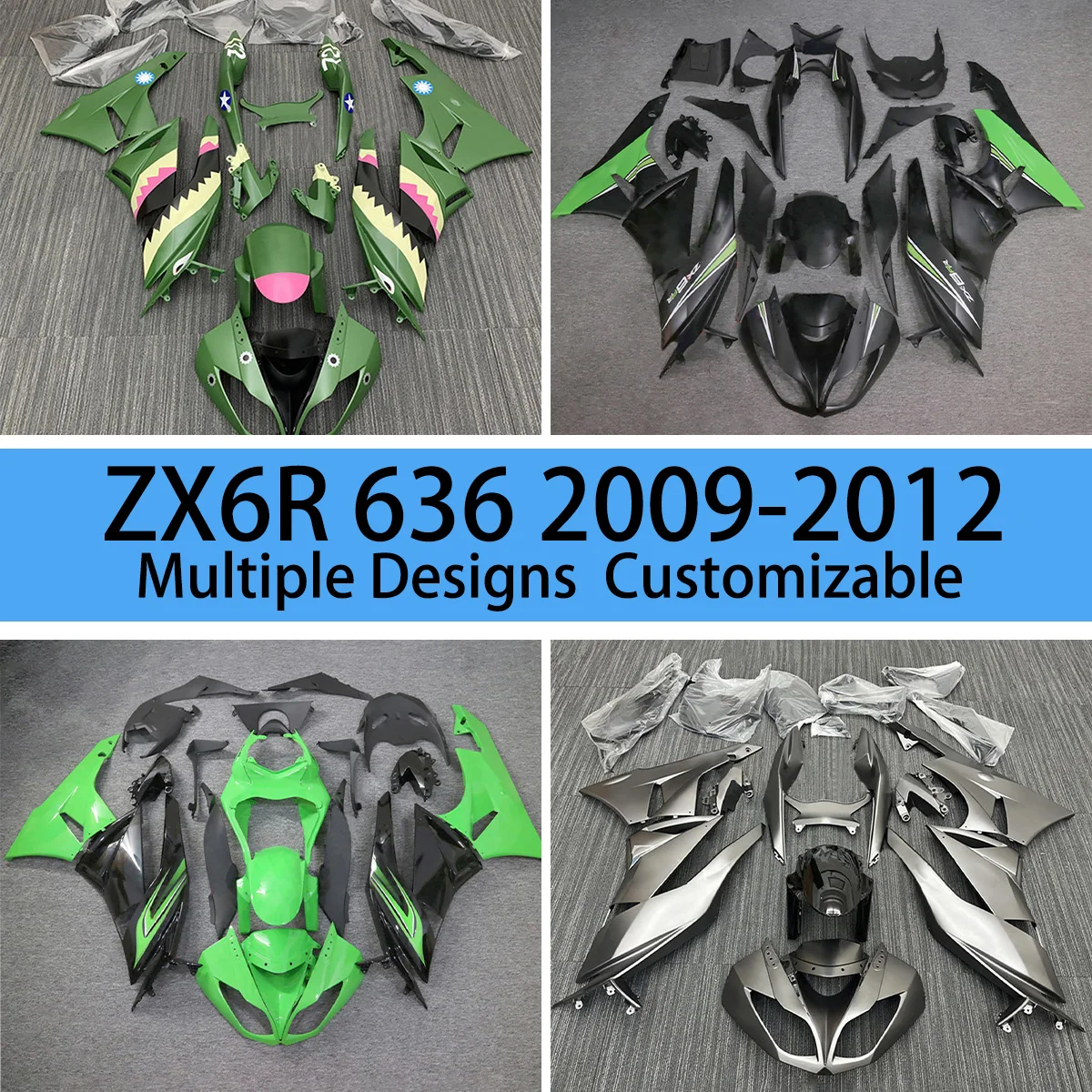 

ZX 6R 2009 2010 2011 2012 Cool Fairing Kit for KAWASAKI 636 ZX6R 09 10 11 12 Motorcycle ABS Fairings Bodywork Panel Set