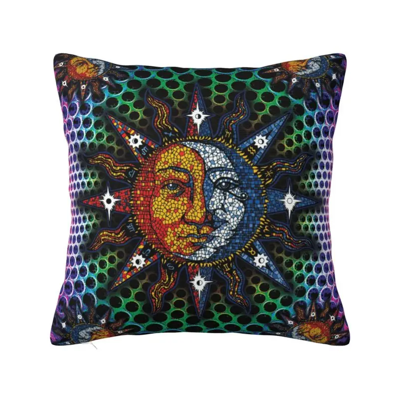 

Custom Cosmic Celestial Mosaic Sun Moon Luxury Pillow Cover Cushion Cover