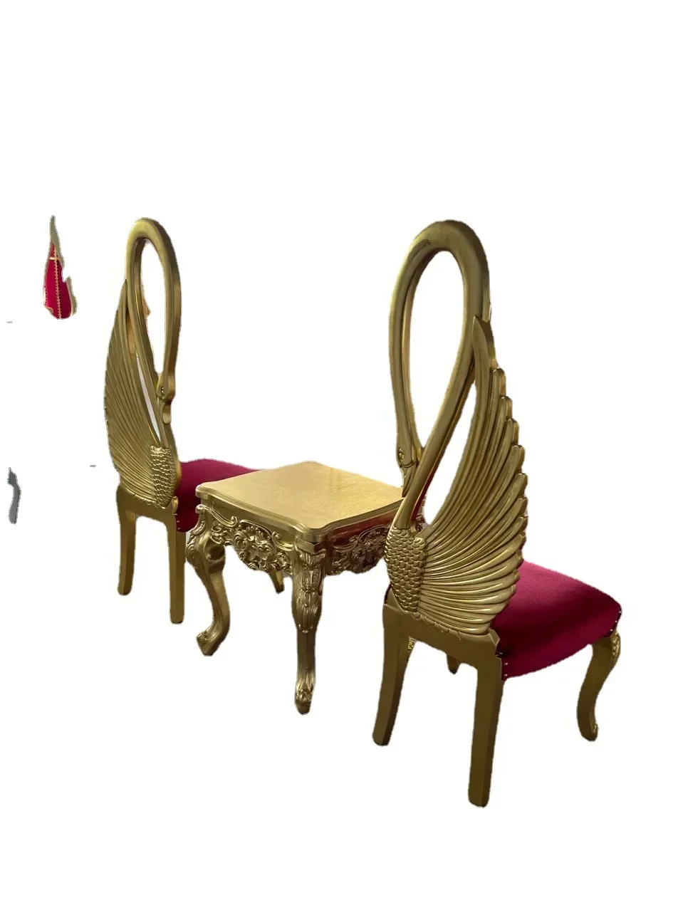 Neoclassical European Swan Chair High-end Hotel Club Gold Foil Solid Wood  Princess Chair Phoenix