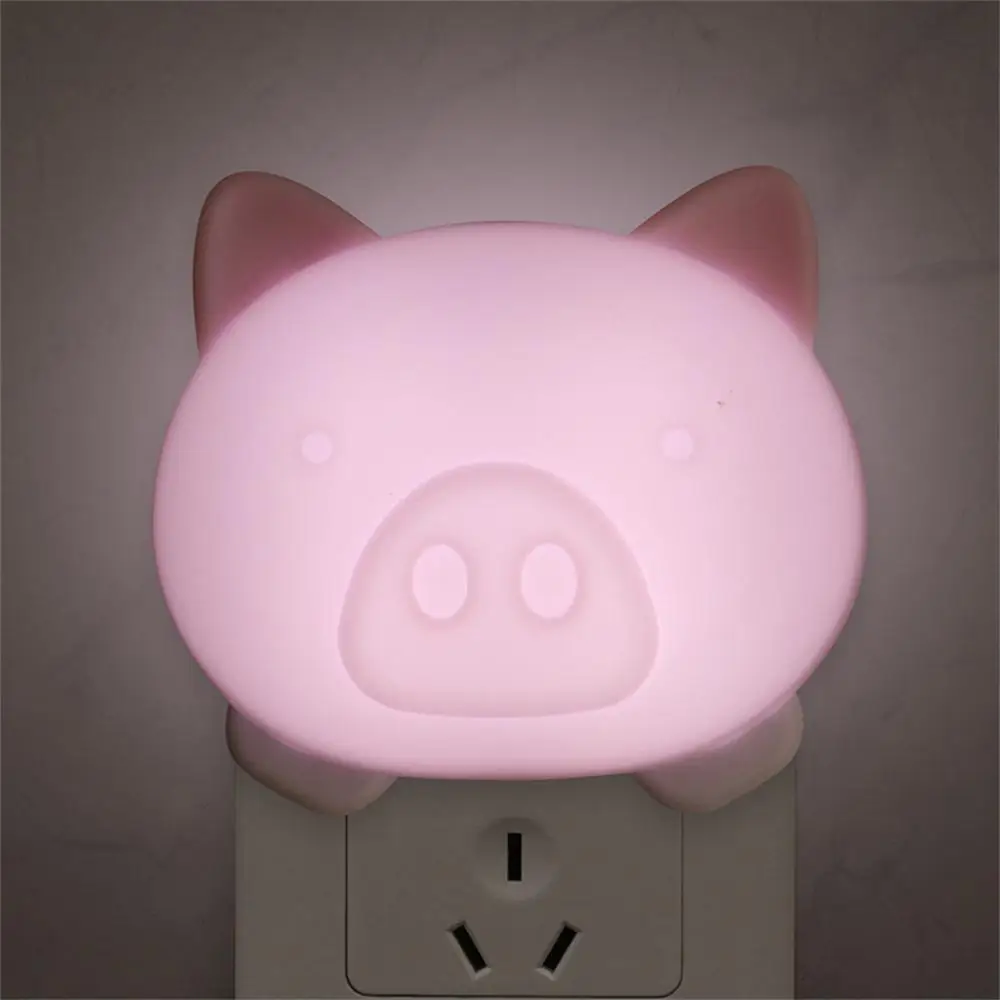 

Cute Pig Night Light Intelligent Led Light Control Induction Night Lights Socket Type Bedside Lamp Small Night for Bedroom Decor