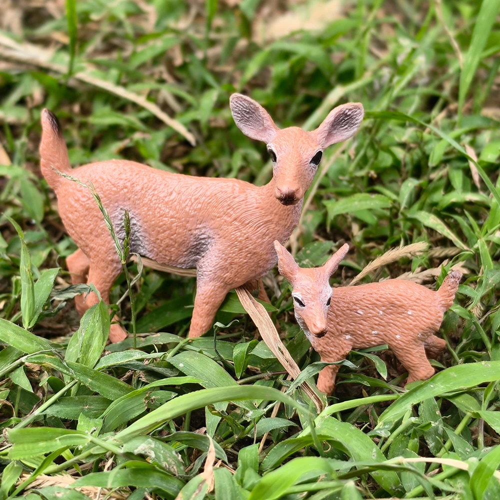 3 stks/partij Miniatuur Sika Herten Kunstmatige Realistische Diermodel Rendier Beeldje DIY Ornament Kerstfeest Decoratie