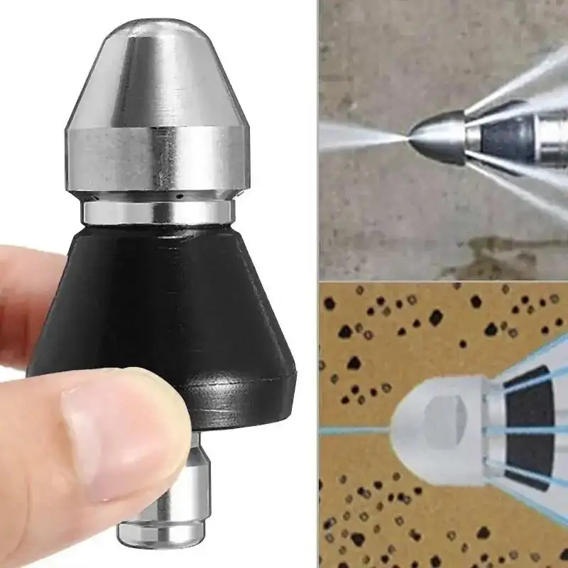 Sewer jet nozzles Pousbo® Sewer Cleaning Tool High Pressure Pipe Dredging Cleaning Nozzle Washer Sewer 6 Rear Jets Nozzle