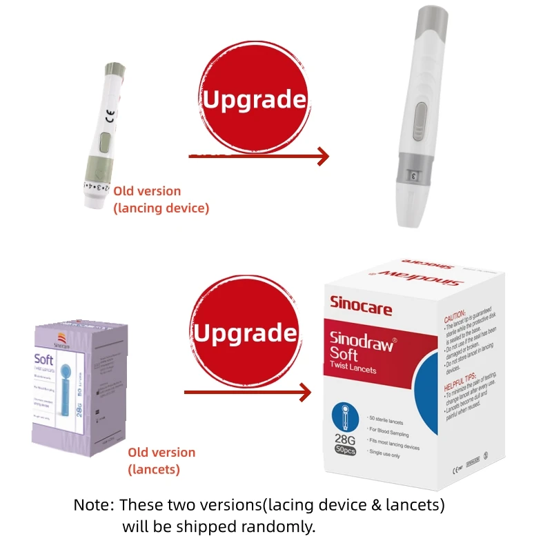 Sinocare Safe-Accu Blutzuckermessgerät Glucometer Kit Diabetes Tester 50/100 Teststreifen Lanzetten Medizinisches Blutzuckermessgerät