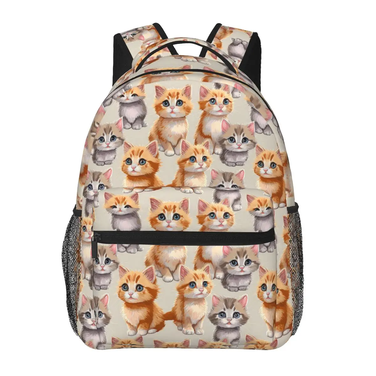 Gray Ginger And Siamese Kittens Cats Backpacks Boys Girls Bookbag Children School Bags Kids Rucksack Shoulder Bag Large Capacity