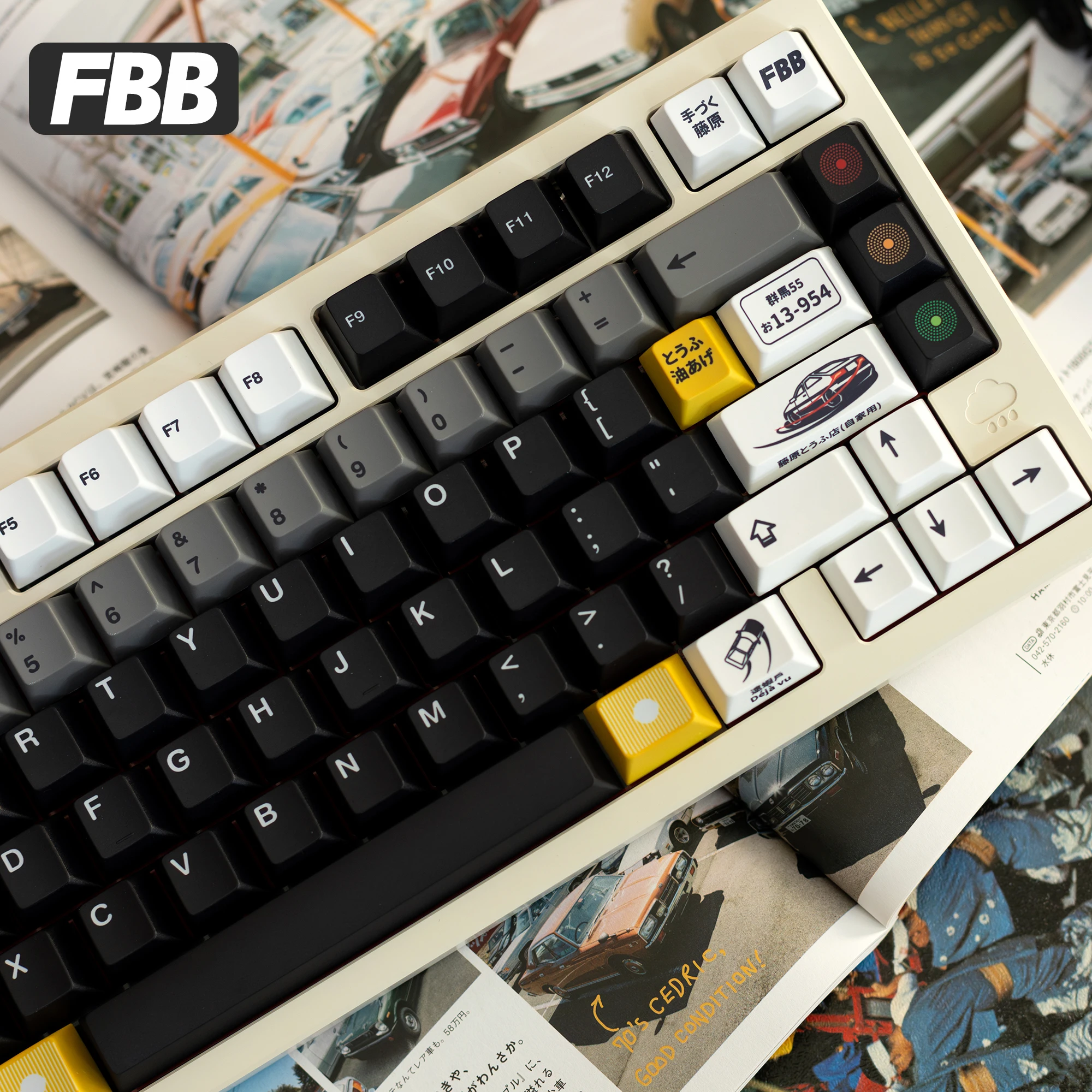 FBB Keycaps Drift AE86 Cherry Profile PBT Dye 1.7mm Thickened Cool Key Caps For Mechanical Keyboard Custom DIY Accessories