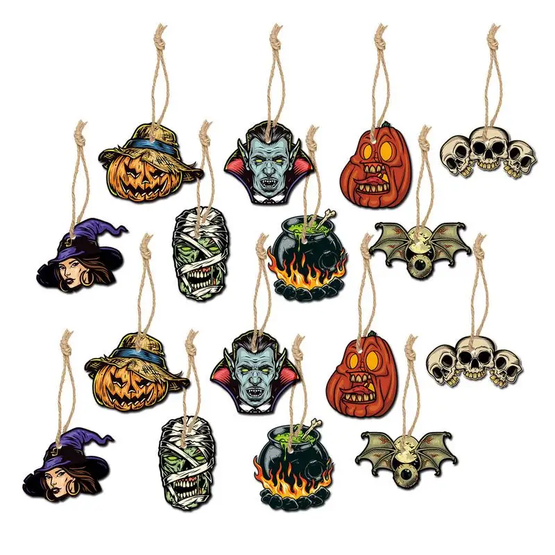 

Halloween Crafts Suspend Ornament 16PCS Halloween Theme Suspend Signs With Ropes Halloween Tree Decorations For Home Halloween