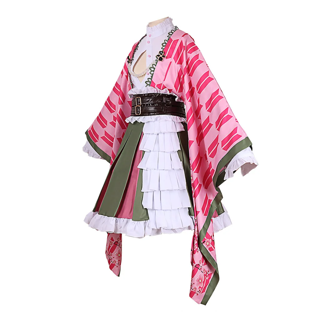 Japanese Kimono Kanroji Mitsuri Women Cosplay Costume Set Headdress Accessories Adult Anime Outfit Halloween and Cosplay Events