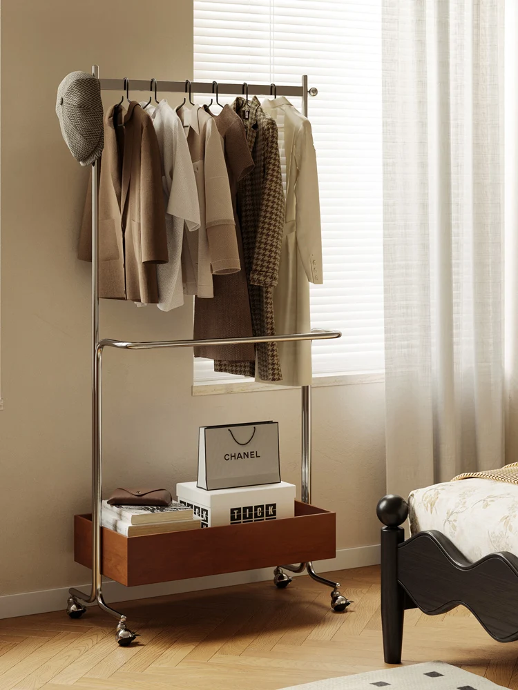 Second-hand coat rack floor-to-ceiling bedroom home simple solid wood movable secondary air purification living room hanger stor