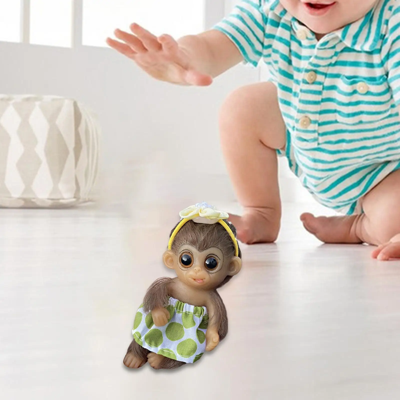 6inch Silicone Realistic Monkey Soft Home Decoration Big Eyes Monkey Toys for