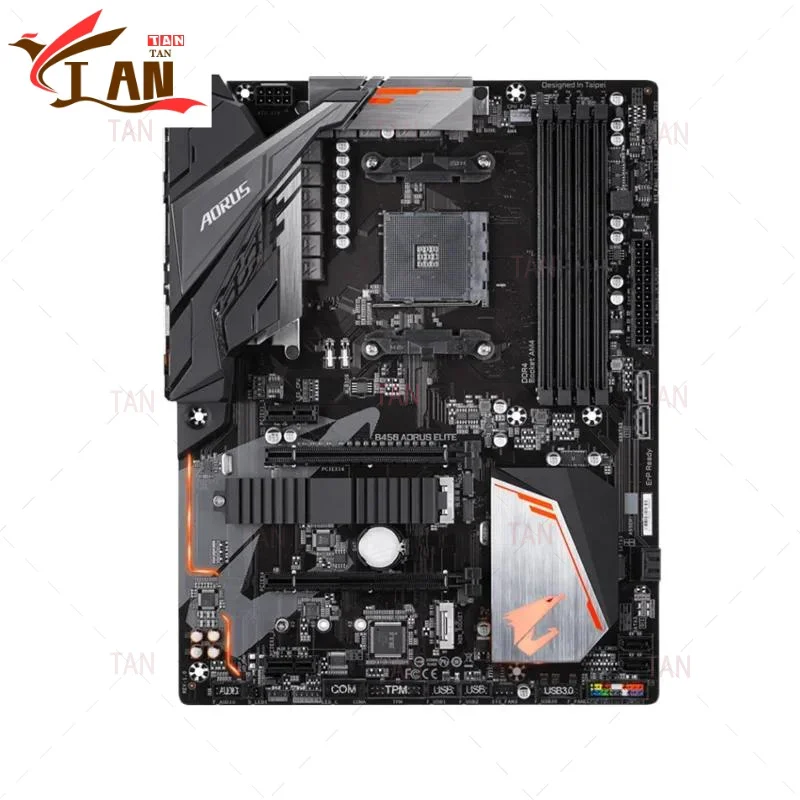 

For B450 AORUS ELITE Motherboard 64GB HDMI M.2 Socket AM4 DDR4 ATX B450 Mainboard 100% Tested Fully Work Tan