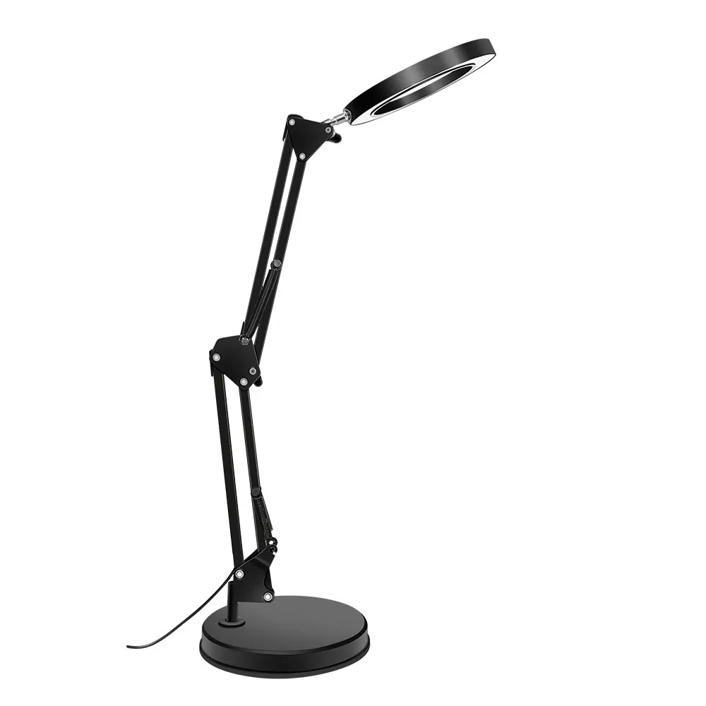 NEW 10X Magnifying Glass Desk Lamp with LED Lights and Adjustable Arm - Foldable Magnifier with USB Power for Reading and Repair