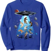 Polarshe Galaxy Cat Ufo Retro Grappige Grafische Katteneigenaar Houdt Van Unisex Ronde Hals Sweatshirt