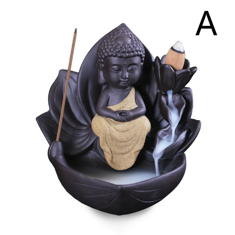 Ceramic Home Decoration Ornament Base Guanyin Bullet Backfolw Incense Tathagata Censer Stick Holder