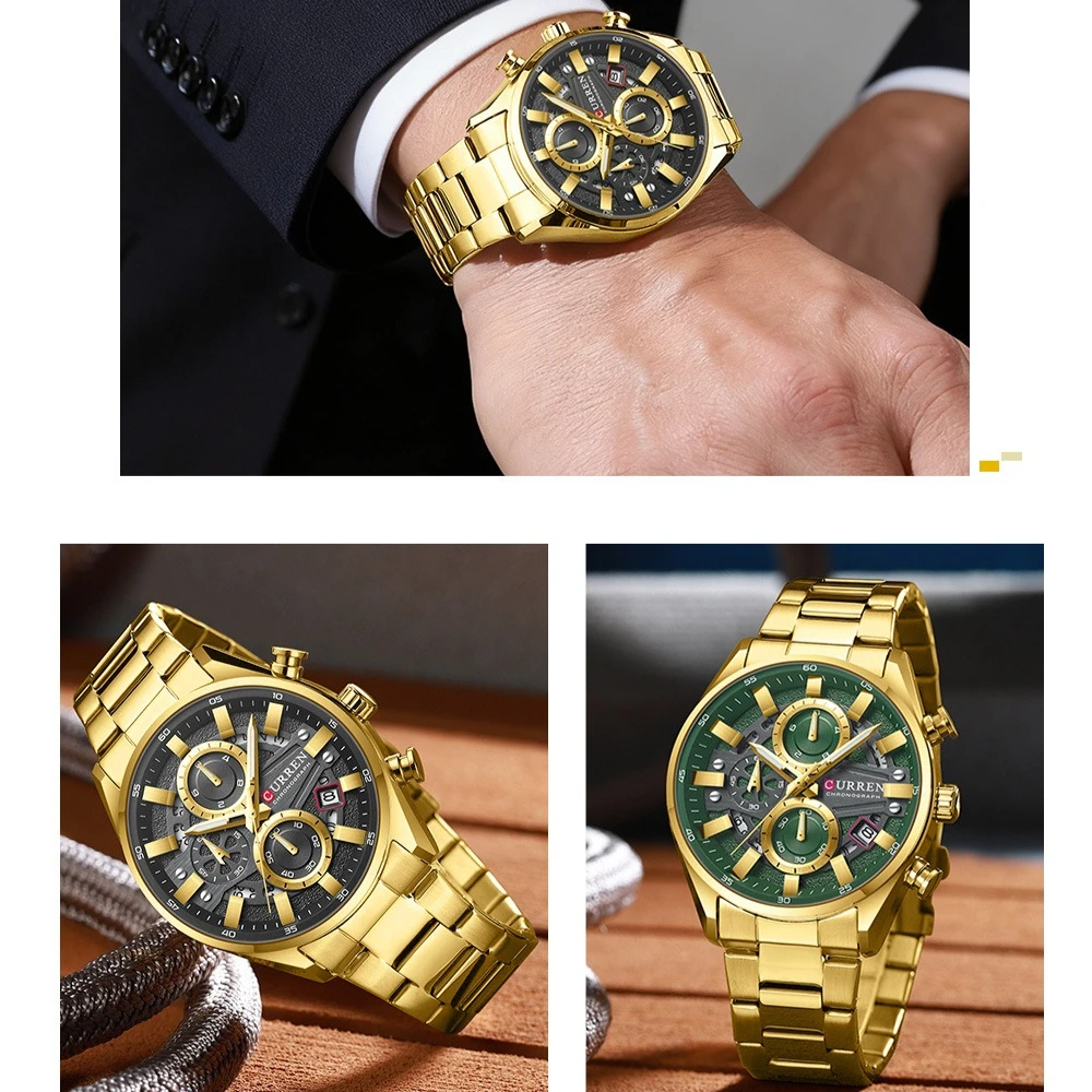 CURREN 8495 New Men's Business Multifunctional Steel Belt Watch Waterproof Calendar Fashion Watches for Men Gift Reloj Hombre view 6