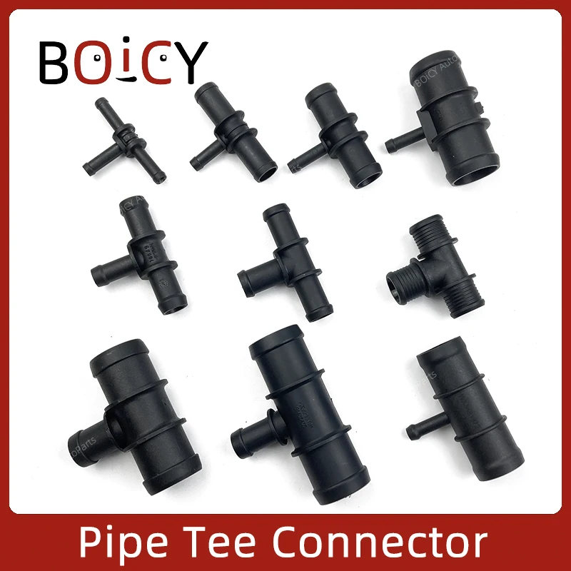BOICY Coolant Water Pipe Tee Connector Car Black Auto 3 Way Tee Heater Water Hose Fitting Connector Kit for VW Audi Skoda Seat